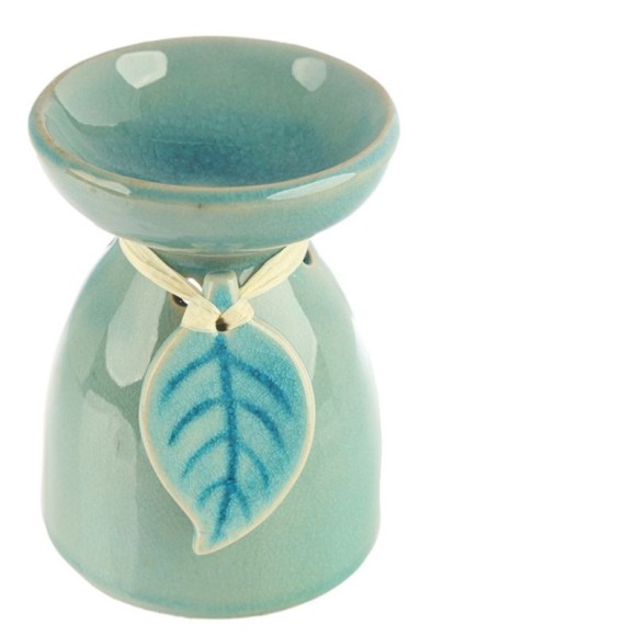 KOMINEK CERAMICZNY olejki zapachowe woski do aromaterapii - LISTEK ZIELONY
